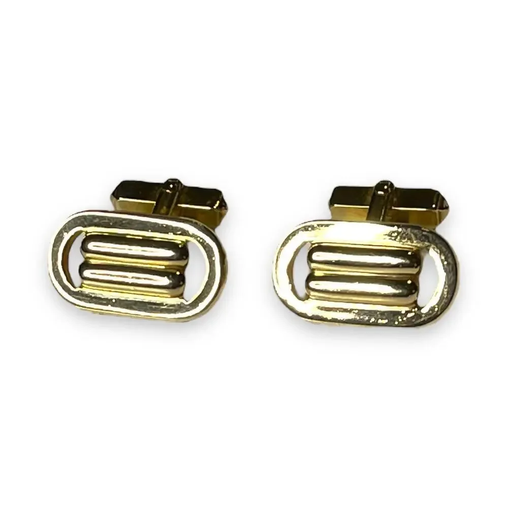Vintage Swank Cufflinks Mens Gold Tone Art Deco MCM Signed